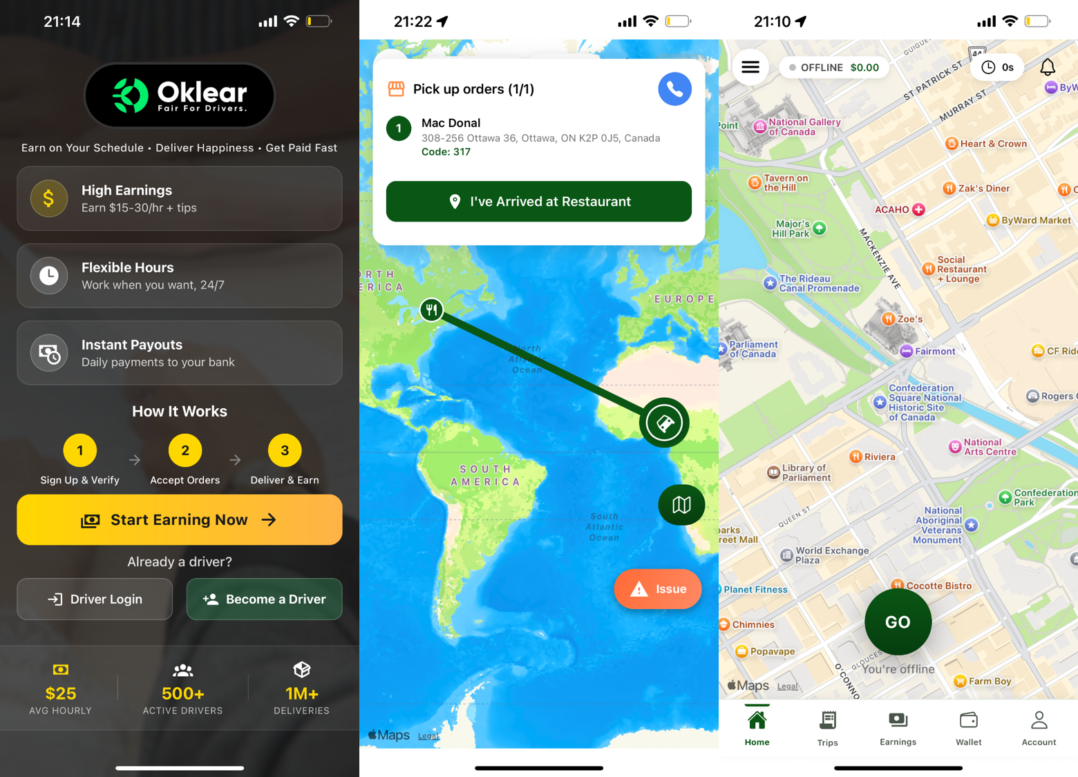 OKlear driver app